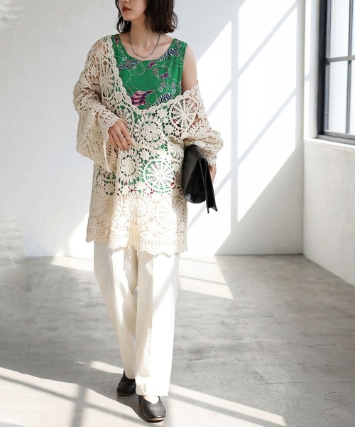 antiqua(アンティカ)の「レトロマリン柄 タンクトップ(タンクトップ・レディース・グリーン/ネイビー・ONESIZE)」の3枚目の写真