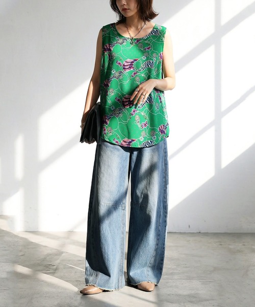antiqua(アンティカ)の「レトロマリン柄 タンクトップ(タンクトップ・レディース・グリーン/ネイビー・ONESIZE)」の7枚目の写真