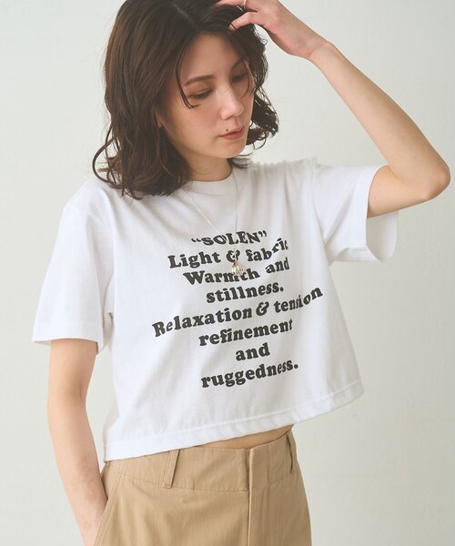 Whim Gazette（ウィムガゼット）の「レタリングTシャツ（Tシャツ/カットソー・レディース・ライトグレー/オフホワイト・FREE）」の6枚目の写真
