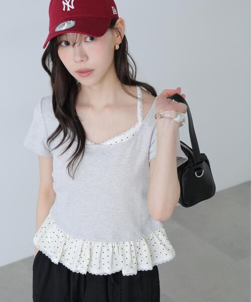 FREE'S MART(フリーズマート)の「◆レイヤード風ドットカットソー(Tシャツ/カットソー・レディース・グレー/ネイビー/イエロー・FREE)」の17枚目の写真