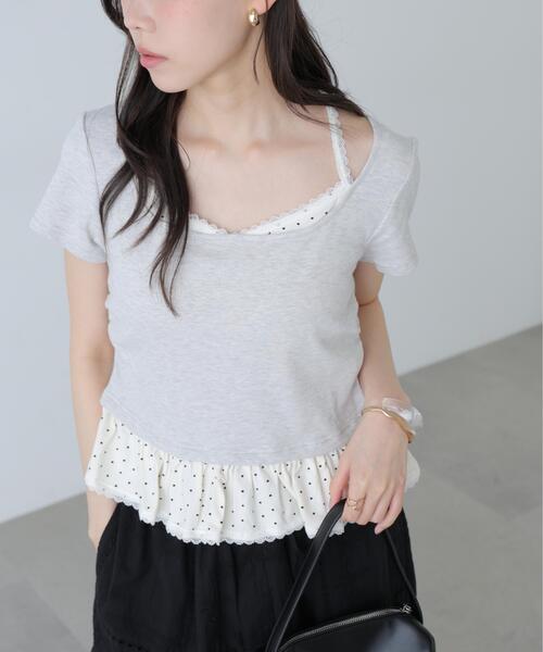 FREE'S MART(フリーズマート)の「◆レイヤード風ドットカットソー(Tシャツ/カットソー・レディース・グレー/ネイビー/イエロー・FREE)」の15枚目の写真