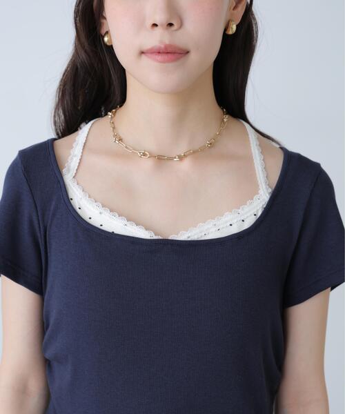 FREE'S MART(フリーズマート)の「◆レイヤード風ドットカットソー(Tシャツ/カットソー・レディース・グレー/ネイビー/イエロー・FREE)」の9枚目の写真
