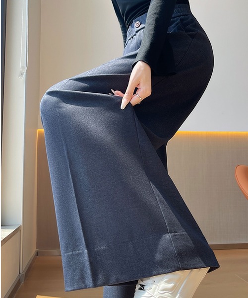 2ly2(トゥーリートゥー)の「ワイドパンツ レディース タックパンツ ロング 無地 ストレート ゆったり ウエストゴム(その他パンツ・レディース・ブラック/ブルー/ブラウン・FREE)」の20枚目の写真