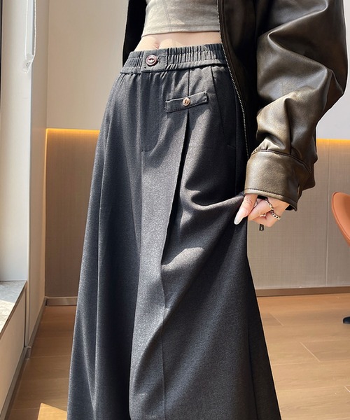 2ly2(トゥーリートゥー)の「ワイドパンツ レディース タックパンツ ロング 無地 ストレート ゆったり ウエストゴム(その他パンツ・レディース・ブラック/ブルー/ブラウン・FREE)」の4枚目の写真