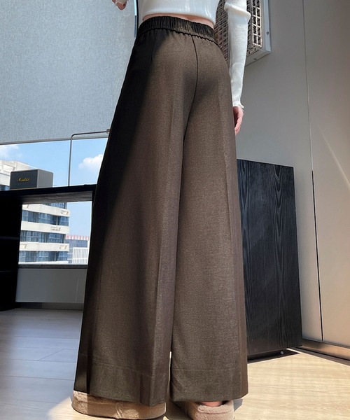 2ly2(トゥーリートゥー)の「ワイドパンツ レディース タックパンツ ロング 無地 ストレート ゆったり ウエストゴム(その他パンツ・レディース・ブラック/ブルー/ブラウン・FREE)」の11枚目の写真