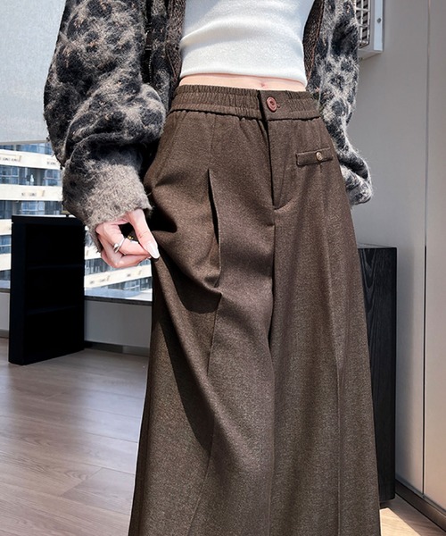 2ly2(トゥーリートゥー)の「ワイドパンツ レディース タックパンツ ロング 無地 ストレート ゆったり ウエストゴム(その他パンツ・レディース・ブラック/ブルー/ブラウン・FREE)」の12枚目の写真