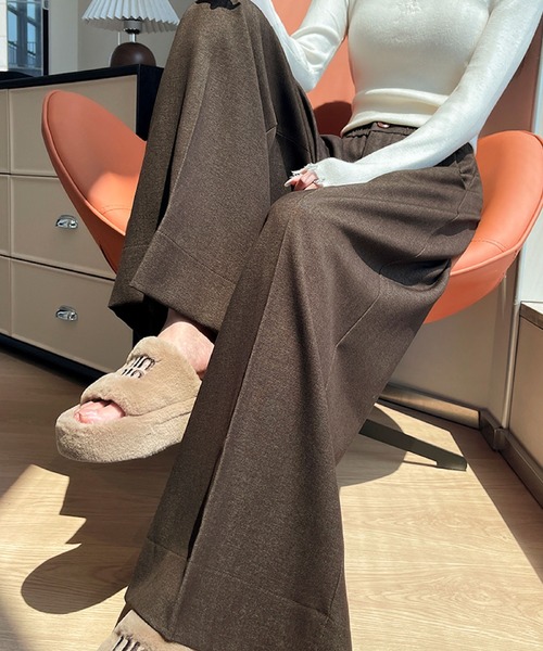 2ly2(トゥーリートゥー)の「ワイドパンツ レディース タックパンツ ロング 無地 ストレート ゆったり ウエストゴム(その他パンツ・レディース・ブラック/ブルー/ブラウン・FREE)」の17枚目の写真