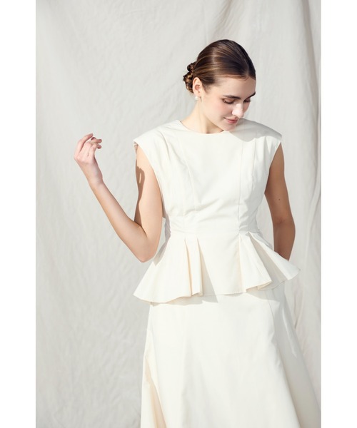 Estella.K(エステラケー)の「【Audire×Estella.K】Staycation peplum dress/フレンチペプラムドレス(Audireコラボ)(ワンピース・レディース・アイボリー/ベージュ系その他/ネイビー・SMALL/MEDIUM)」の9枚目の写真