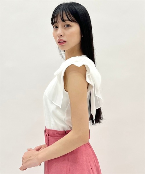 WILLSELECTION(ウィルセレクション)の「ショルダーリボンカットトップス(Tシャツ/カットソー・レディース・オフホワイト/ブラック/ピンク/ブルー・FREE)」の7枚目の写真