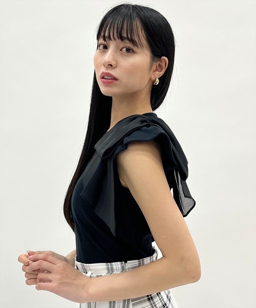 WILLSELECTION(ウィルセレクション)の「ショルダーリボンカットトップス(Tシャツ/カットソー・レディース・オフホワイト/ブラック/ピンク/ブルー・FREE)」の15枚目の写真