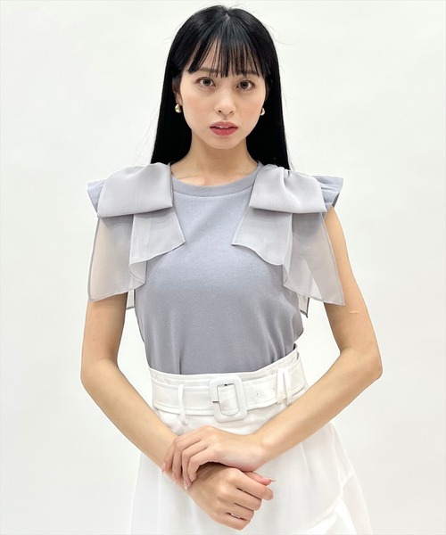 WILLSELECTION(ウィルセレクション)の「ショルダーリボンカットトップス(Tシャツ/カットソー・レディース・オフホワイト/ブラック/ピンク/ブルー・FREE)」の20枚目の写真