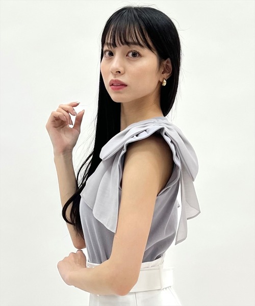 WILLSELECTION(ウィルセレクション)の「ショルダーリボンカットトップス(Tシャツ/カットソー・レディース・オフホワイト/ブラック/ピンク/ブルー・FREE)」の21枚目の写真