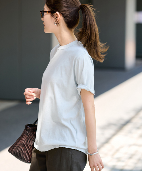 FRAMeWORK(フレームワーク)の「≪追加≫ATON/エイトン FRESCA SINGLE JERSEY STANDARD Tシャツ(Tシャツ/カットソー・レディース・イエロー/ベージュ/ブルー・FREE)」の3枚目の写真