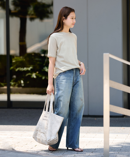 FRAMeWORK(フレームワーク)の「≪追加≫ATON/エイトン FRESCA SINGLE JERSEY STANDARD Tシャツ(Tシャツ/カットソー・レディース・イエロー/ベージュ/ブルー・FREE)」の7枚目の写真