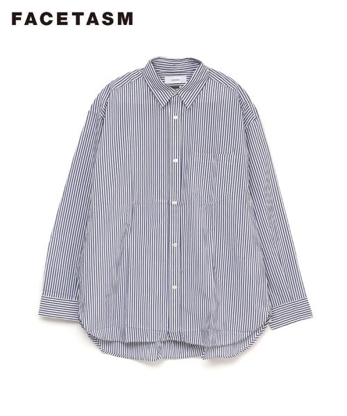 STYLISE（スタイライズ）の「【FACETASM】WRINKLE PLEAT SHORT / ネイビーストライプ [MYK-SH-03]（シャツ/ブラウス・メンズ・ネイビー・M）」の2枚目の写真