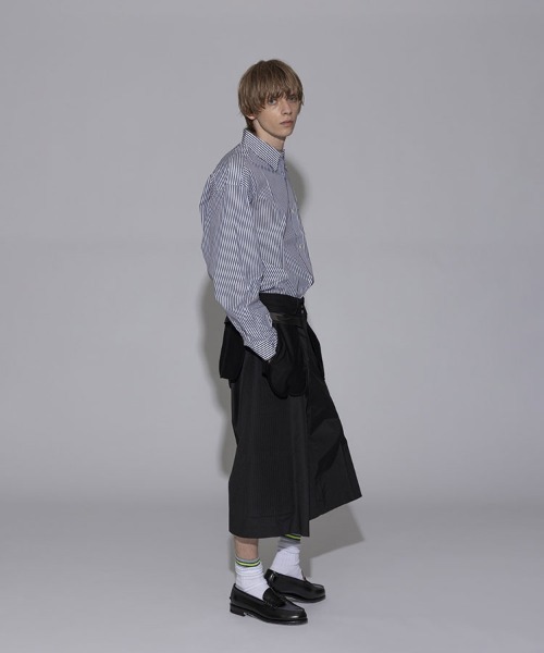 STYLISE（スタイライズ）の「【FACETASM】WRINKLE PLEAT SHORT / ネイビーストライプ [MYK-SH-03]（シャツ/ブラウス・メンズ・ネイビー・M）」の3枚目の写真