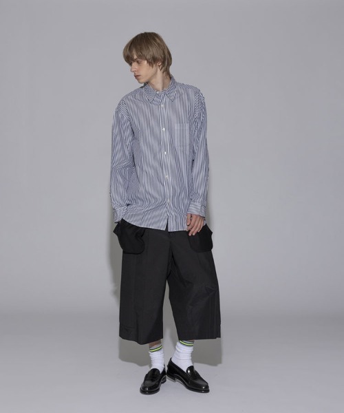 STYLISE（スタイライズ）の「【FACETASM】WRINKLE PLEAT SHORT / ネイビーストライプ [MYK-SH-03]（シャツ/ブラウス・メンズ・ネイビー・M）」の4枚目の写真