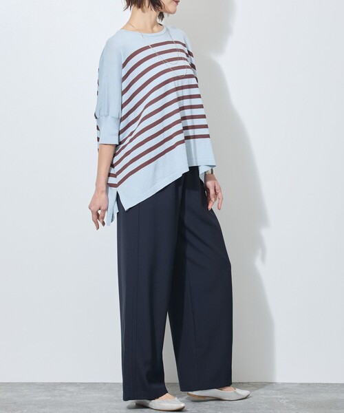 WALDO(ウォルド)の「ウエストゴム脇折り返しタック入りワイドパンツ(その他パンツ・レディース・ネイビー/ライトグレー・FREE)」の12枚目の写真