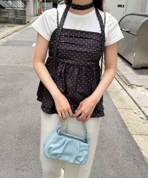 mebole(メボレ)の「タイ付きドットペプラムキャミソール(キャミソール・レディース・ブラック・FREE)」の13枚目の写真