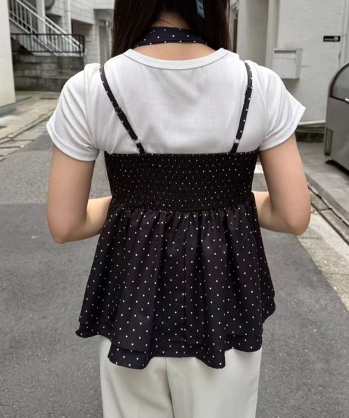 mebole(メボレ)の「タイ付きドットペプラムキャミソール(キャミソール・レディース・ブラック・FREE)」の16枚目の写真