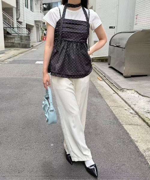 mebole(メボレ)の「タイ付きドットペプラムキャミソール(キャミソール・レディース・ブラック・FREE)」の20枚目の写真