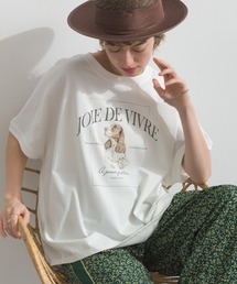 接触冷感 ゆるドルマン スパニエル プリント Tシャツ