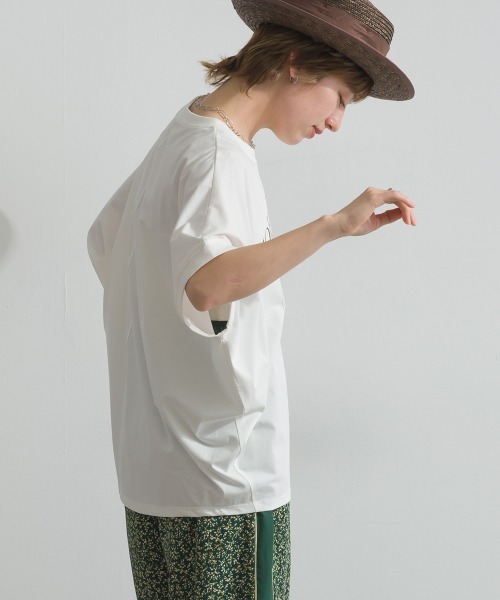 le colis（ルコリ）の「接触冷感 ゆるドルマン スパニエル プリント Tシャツ（Tシャツ/カットソー・レディース・ライトグリーン/オフホワイト/チャコールグレー・FREE）」の7枚目の写真