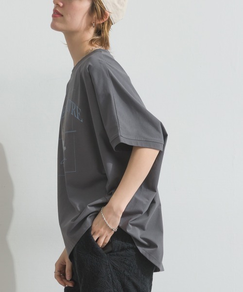 le colis（ルコリ）の「接触冷感 ゆるドルマン スパニエル プリント Tシャツ（Tシャツ/カットソー・レディース・ライトグリーン/オフホワイト/チャコールグレー・FREE）」の19枚目の写真
