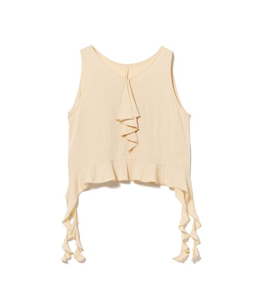 Ray BEAMS(レイビームス)の「【8/6 再値下げ】ラッフル Vネック ノースリーブ ブラウス(シャツ/ブラウス・レディース・クリーム/ブラック・ONE SIZE)」の15枚目の写真