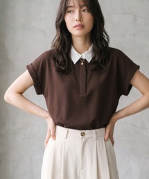 LE SOUK HOLIDAY（ルスークホリデー）の「《WEB限定》配色襟付きジャガードカットソープルオーバー（Tシャツ/カットソー）」