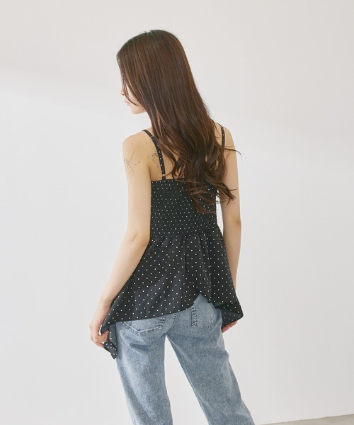 P.V.T（ピーブイティー）の「カップ付きリボンデザインアシメキャミ（キャミソール・レディース・Black/アイボリー系・F）」の7枚目の写真