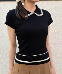 Contrast Line Collar Knit