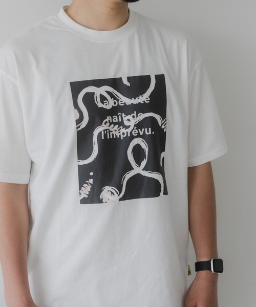 MAKE YOUR DAY(メイクユアデイ)の「うにょうにょプリント半袖Tシャツ(Tシャツ/カットソー・メンズ・チャコールグレー/オフホワイト・M/L)」の1枚目の写真