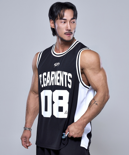 PHYSICAL GARMENTS（フィジカルガーメンツ）の「P2574 バスケットボールメッシュジャージノースリーブ [3COLOR]（Tシャツ/カットソー・メンズ・ブラック/グリーン/チャコール・LARGE/XX-LARGE）」の7枚目の写真