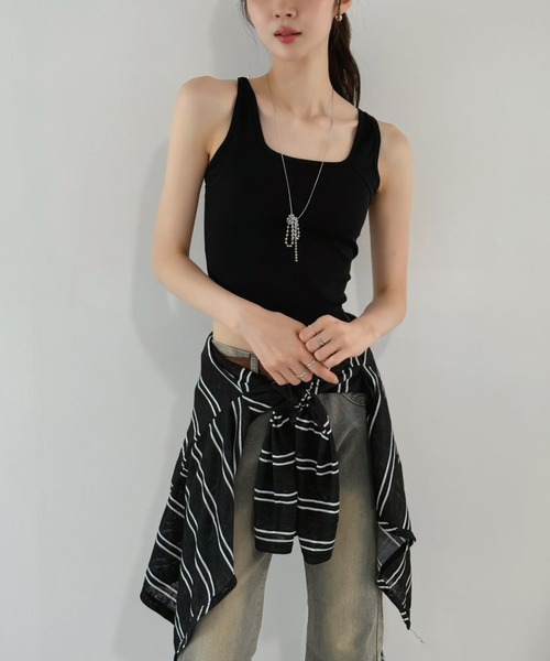 Jewelobe(ジュエローブ)の「ボーダー柄フロントボタンフーディーシャツ(シャツ/ブラウス・レディース・ホワイト/ブラック・FREE)」の4枚目の写真