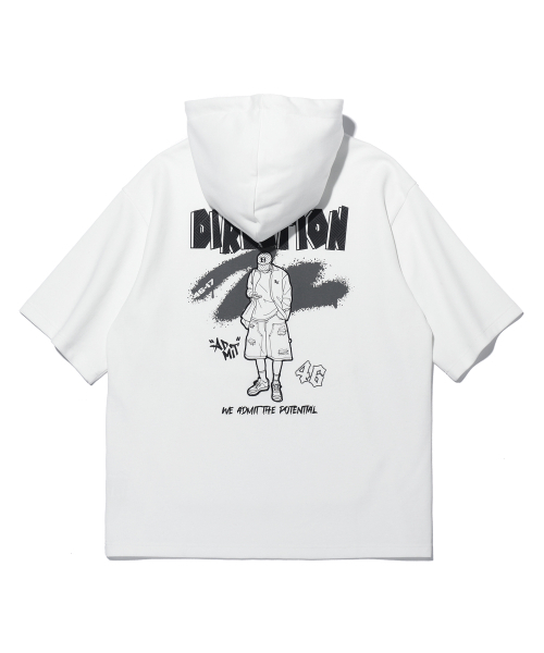 BUNKERBUSTER（バンカーバスター）の「ディレクションバックプリント半袖フードパーカー MQ2TU240_OFF WHITE（パーカー・メンズ・その他・95/100/105）」の2枚目の写真