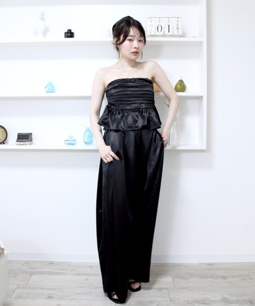 Reurie'(レウリィ)の「オリジナルサテンキャミビスチェ(セットアップ対応) ビスチェ ペプラム ピンク ブラック ベージュ セット 2way(チューブトップ・レディース・ピンク/アイボリー/ブラック・FREE)」の6枚目の写真