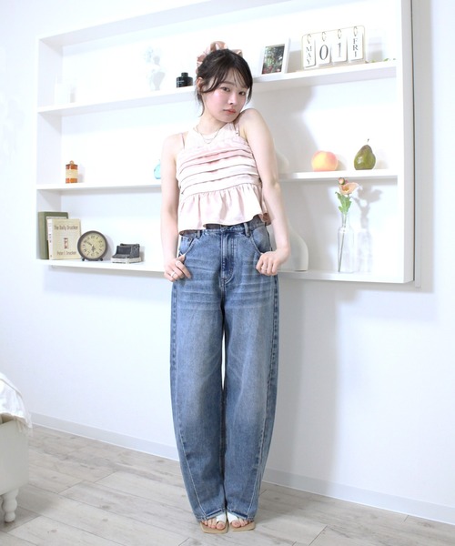 Reurie'(レウリィ)の「オリジナルサテンキャミビスチェ(セットアップ対応) ビスチェ ペプラム ピンク ブラック ベージュ セット 2way(チューブトップ・レディース・ピンク/アイボリー/ブラック・FREE)」の19枚目の写真