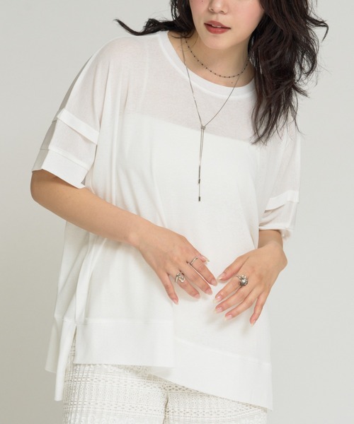 RU.TI.LE(ルチル)の「【RU.TI.LE】タックデザインシアープルオーバー(Tシャツ/カットソー・レディース・ホワイト/ブラック・MEDIUM)」の2枚目の写真
