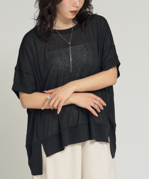 RU.TI.LE(ルチル)の「【RU.TI.LE】タックデザインシアープルオーバー(Tシャツ/カットソー・レディース・ホワイト/ブラック・MEDIUM)」の1枚目の写真