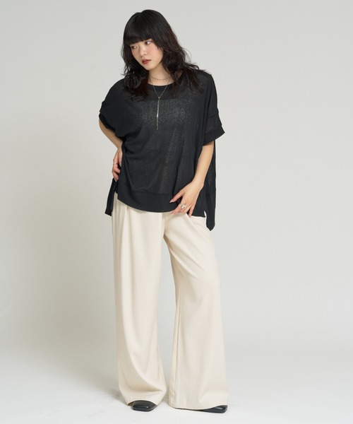 RU.TI.LE(ルチル)の「【RU.TI.LE】タックデザインシアープルオーバー(Tシャツ/カットソー・レディース・ホワイト/ブラック・MEDIUM)」の15枚目の写真