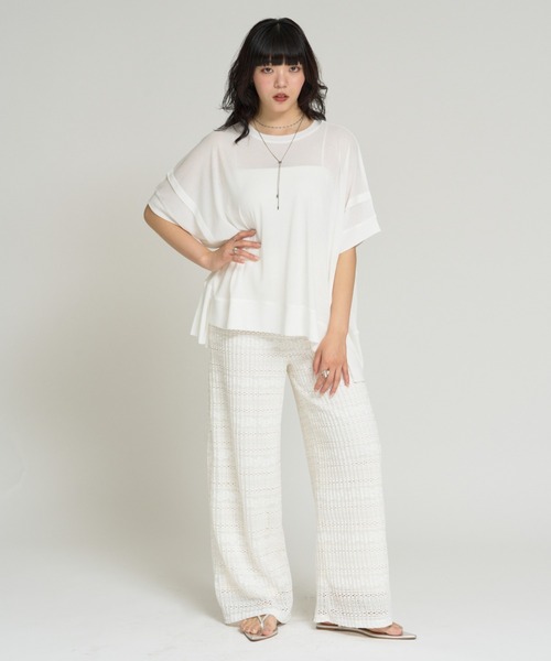 RU.TI.LE(ルチル)の「【RU.TI.LE】タックデザインシアープルオーバー(Tシャツ/カットソー・レディース・ホワイト/ブラック・MEDIUM)」の3枚目の写真