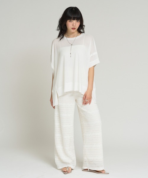 RU.TI.LE(ルチル)の「【RU.TI.LE】タックデザインシアープルオーバー(Tシャツ/カットソー・レディース・ホワイト/ブラック・MEDIUM)」の4枚目の写真