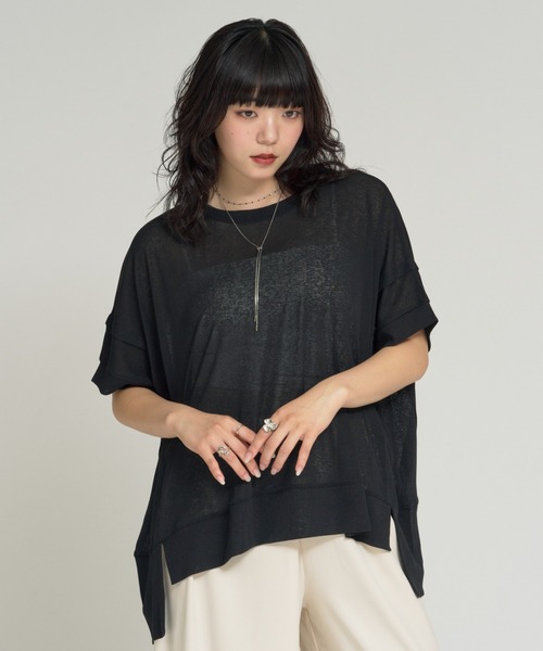 RU.TI.LE(ルチル)の「【RU.TI.LE】タックデザインシアープルオーバー(Tシャツ/カットソー・レディース・ホワイト/ブラック・MEDIUM)」の20枚目の写真