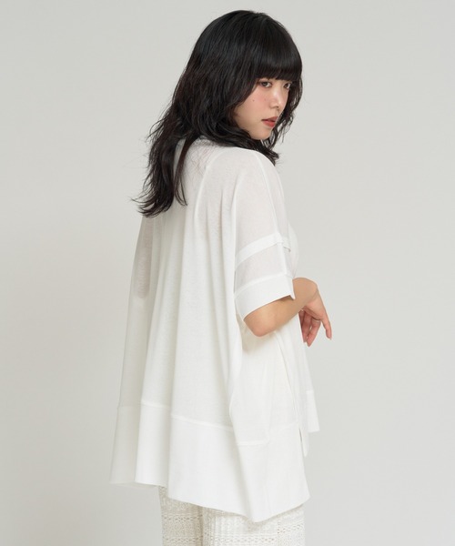 RU.TI.LE(ルチル)の「【RU.TI.LE】タックデザインシアープルオーバー(Tシャツ/カットソー・レディース・ホワイト/ブラック・MEDIUM)」の12枚目の写真