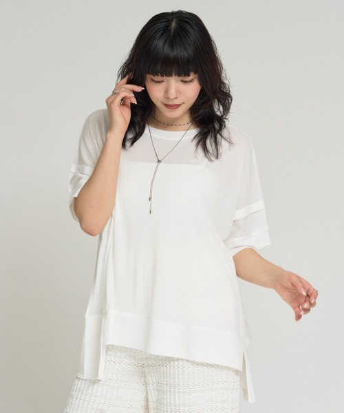 RU.TI.LE(ルチル)の「【RU.TI.LE】タックデザインシアープルオーバー(Tシャツ/カットソー・レディース・ホワイト/ブラック・MEDIUM)」の9枚目の写真