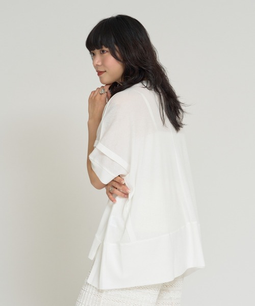 RU.TI.LE(ルチル)の「【RU.TI.LE】タックデザインシアープルオーバー(Tシャツ/カットソー・レディース・ホワイト/ブラック・MEDIUM)」の11枚目の写真