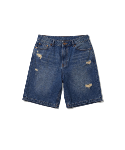 EXTRAORDINARY(エクストラオーディナリー)の「DAMAGE DENIM SHORT DEEP BLUE(その他パンツ・メンズ・その他・MEDIUM/LARGE/X-LARGE/XX-LARGE)」の1枚目の写真