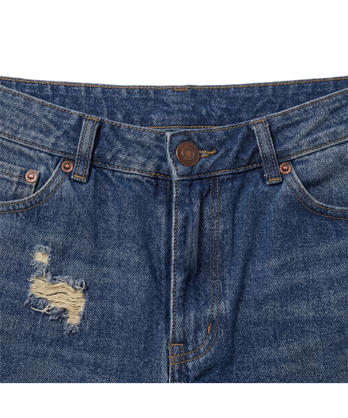 EXTRAORDINARY(エクストラオーディナリー)の「DAMAGE DENIM SHORT DEEP BLUE(その他パンツ・メンズ・その他・MEDIUM/LARGE/X-LARGE/XX-LARGE)」の3枚目の写真