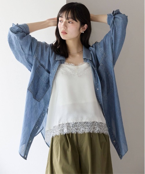 pocket(ポケット)の「シアーデニム2wayシャツ(シャツ/ブラウス・レディース・ブラック/ブルー・FREE)」の14枚目の写真